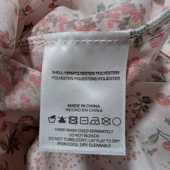 To My Lovers Womens Size L White Red Floral Cherries Puff Sleeve Dress Altered? - Picture 12 of 12